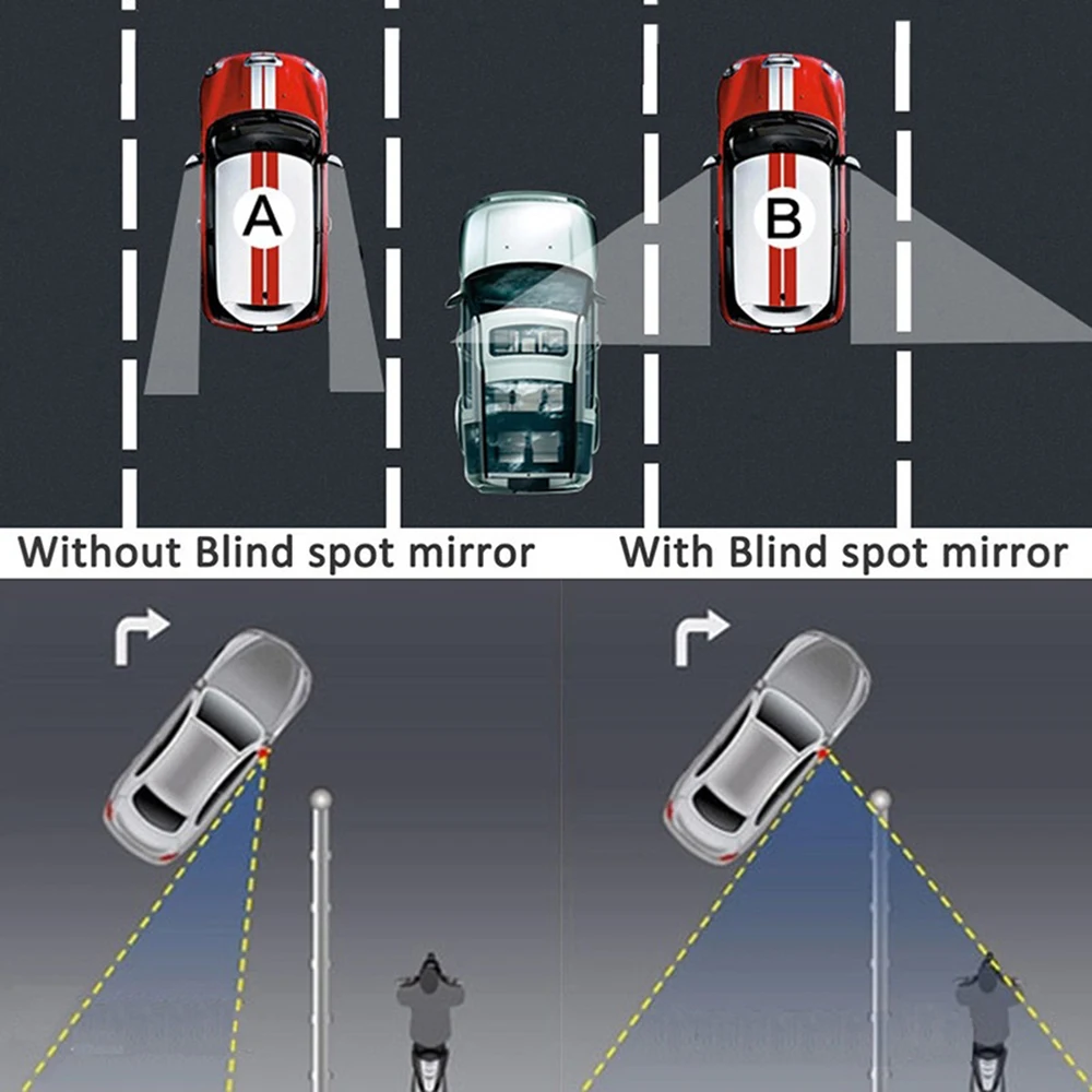 2 PCs Additional spherical dead zone mirrors on regular car side mirrors, blind zone mirrors, 360 degrees