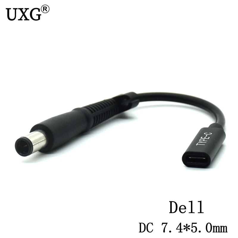 7.4x5.0mm com pino jack para usb tipo c pd adaptador de alimentação conversor dc plug conector cabo de cabo para dell portátil carregador