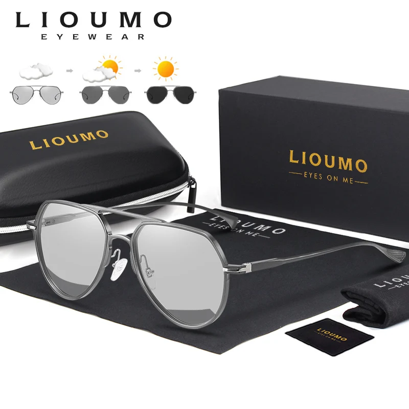 LIOUMO Sunglasses Polarized Men Women Photochromic Driving Glasses Aluminum Magnesium Chameleon Eyewear gafas de sol hombre