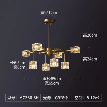 Vierkante kristallen kroonluchter materiaal artistieke takken luxe gouden verlichtingsarmaturen voor woonkamer keuken kroonluchter verlichting