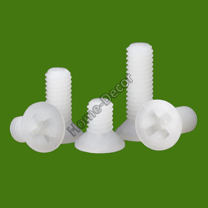 100 PCS Nylon M2.5 to M5 Cuntersunk screw Plastic Screws Isolation Screw /Screw Nail Recessed , Phillips Plastic Screws #White