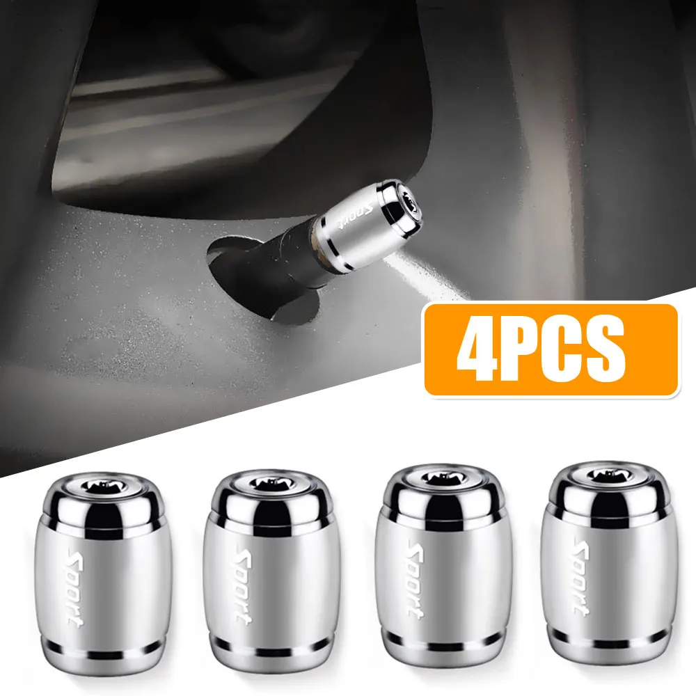 

4x Car Styling Stainless Anti-theft Wheel Tire Valve Stem Caps Zinc Alloy Wheel Tire Stem Air Valve Caps W/Mini Tool Accessories