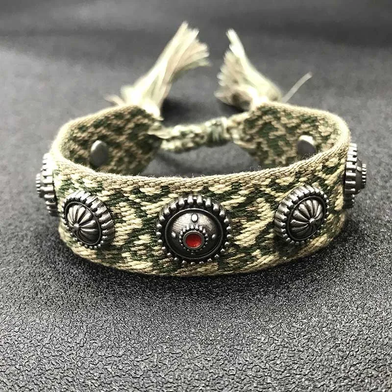 lanruisha brand Mixed-colour cotton yarn braided rivet pull-out Bracelet suitable for male and female classic fashion jewelry