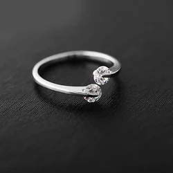 Exaggerated Gothic Two Zircon Crystal Beads Ball Rings For Women Charm Engagement Jewelry Girls Open Finger Knuckle Rings