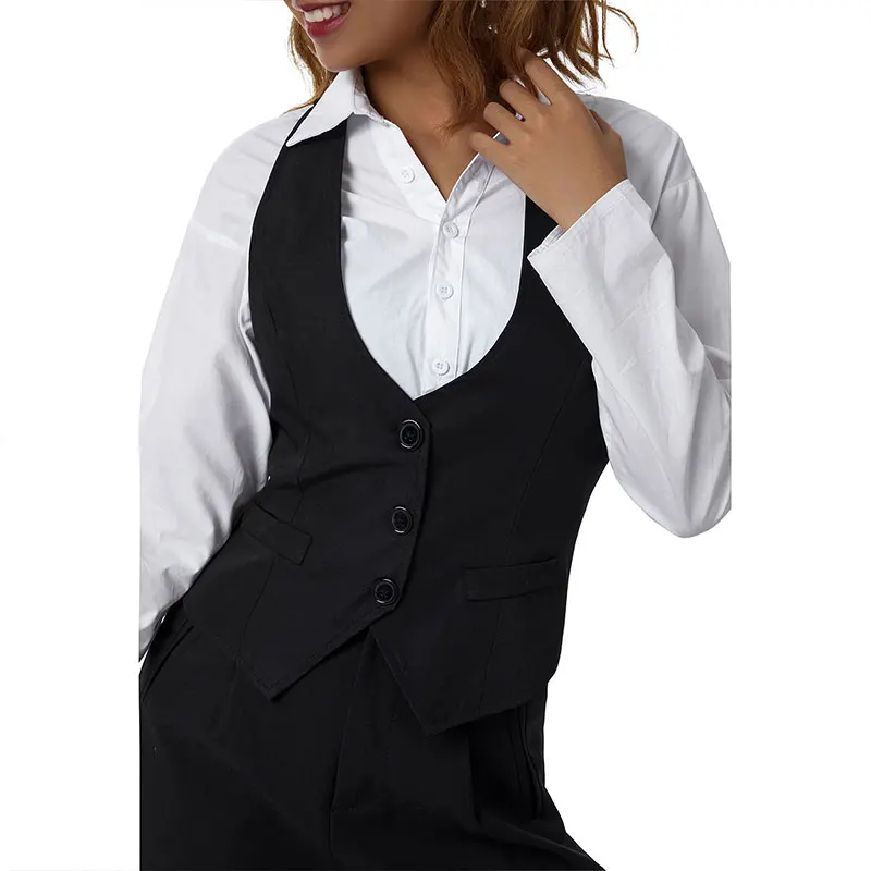 Plus Size S-2XL Black Women's Vest Work Wear Slim Short Vest Femme 2021 New Spring Waistcoat Office Lady Sleeveless Jacket