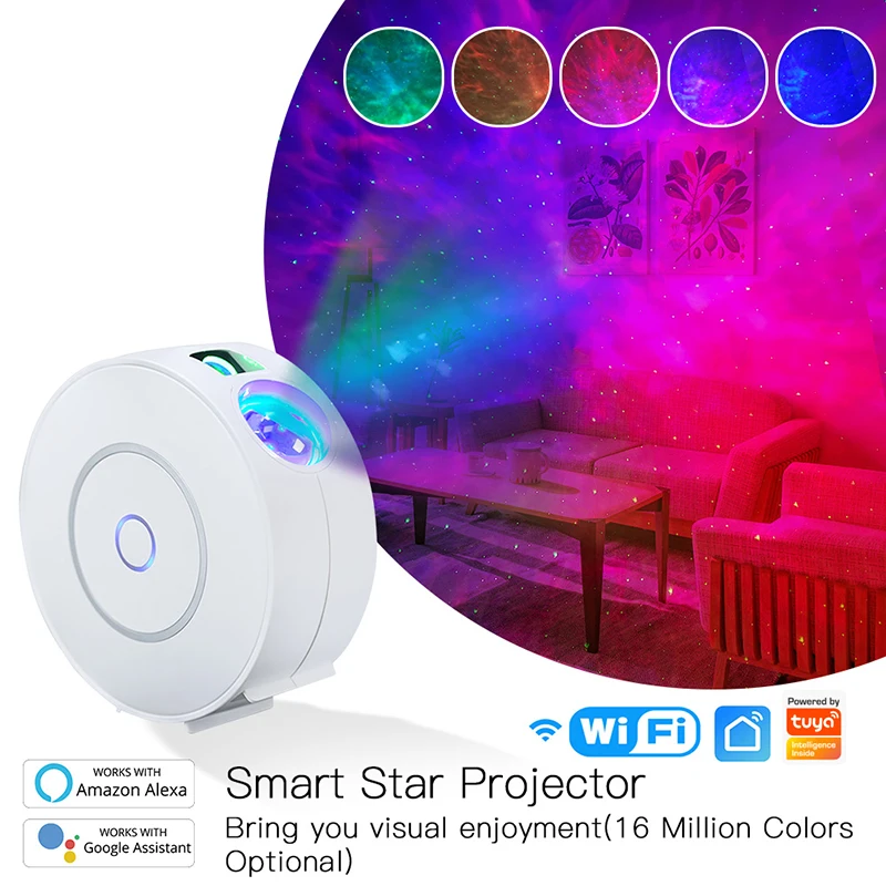 Tuya Smart Star Projector Galaxy Home WiFi Starry Sky Projector Waving Night Light Colorful APP Work With Alexa Google Assistant