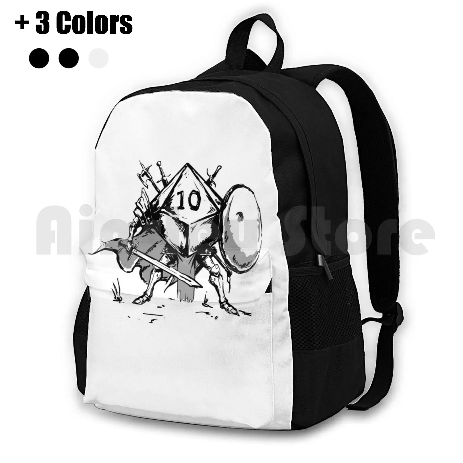 Fighter Outdoor Hiking Backpack Waterproof Camping Travel Dnd Dice Games Game Gamer Dragon Dundgeons And Nerd Geek Letson Funny