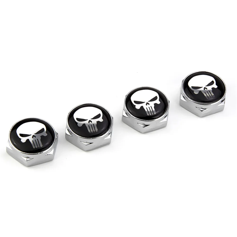 4 Pcs Universal Car License Plate Screw Caps Metal & Resin Skull License Plate Frame Bolts Screws Caps Car-Modified Original