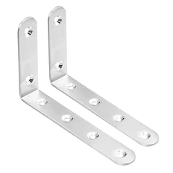 Uxcell 2Pcs Corner Brace 125x77x20mm Stainless Steel Joint L Shape Right Angle Brackets Fastener to fasten desks chairs etc