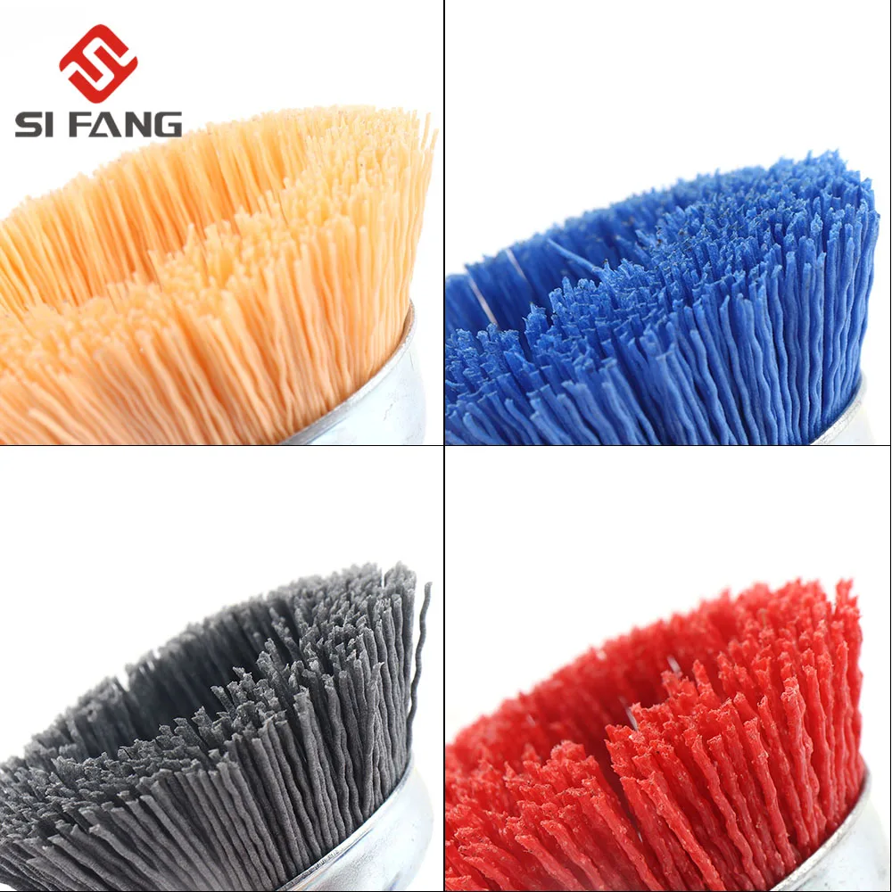 75MM Nylon Tasse Pinsel Schleif Draht Rad Pinsel Für Bohrer Dreh Werkzeug Holz Polieren Entgraten 6mm Schaft Mit 80-240Grit – Detail 10