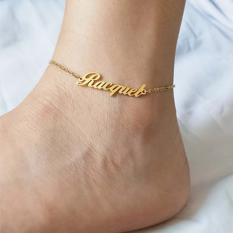 Personalized Custom Name Anklets For Women Stainless Steel Gold Color Foot Chain Female Ankle Bracelet On The Leg Jewelry