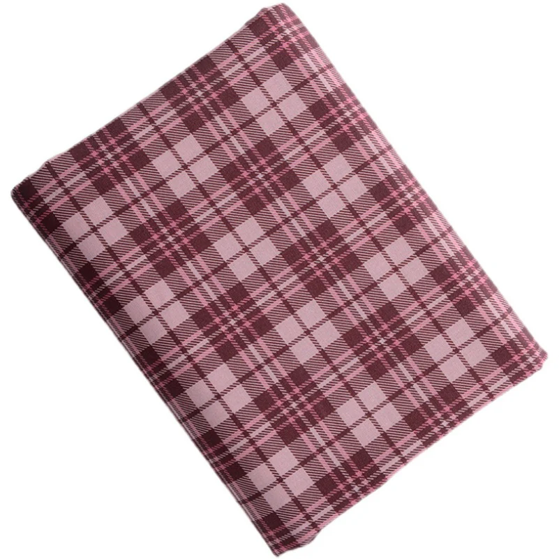 Red Plaid Digital Printed Cotton Fabric For Sewing Dresses Shirts Bags DIY Headwear By Meters