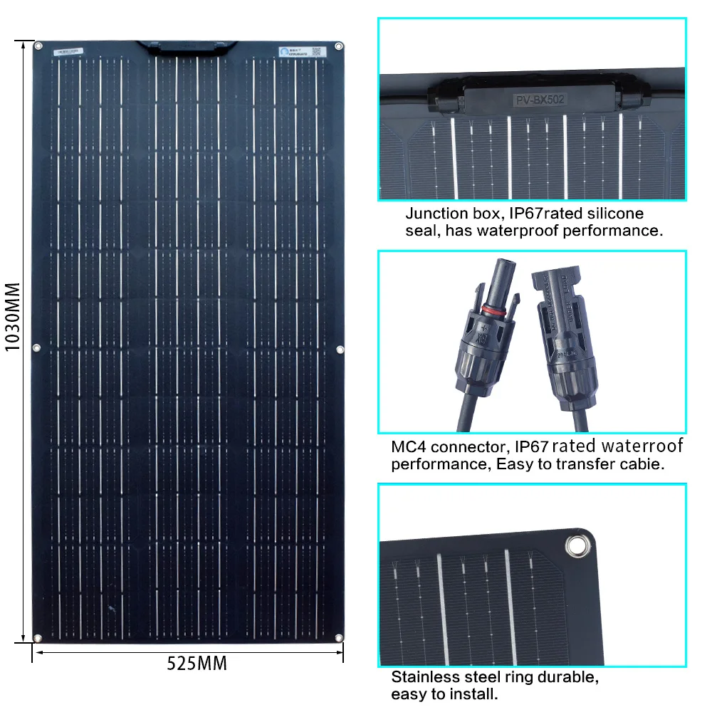 Solar Panel Zestaw paneli słonecznych 18V wysokiej wydajności monokrystaliczne panele słoneczne 300W fotowoltaika 200W solarny panel 12v 100W panel