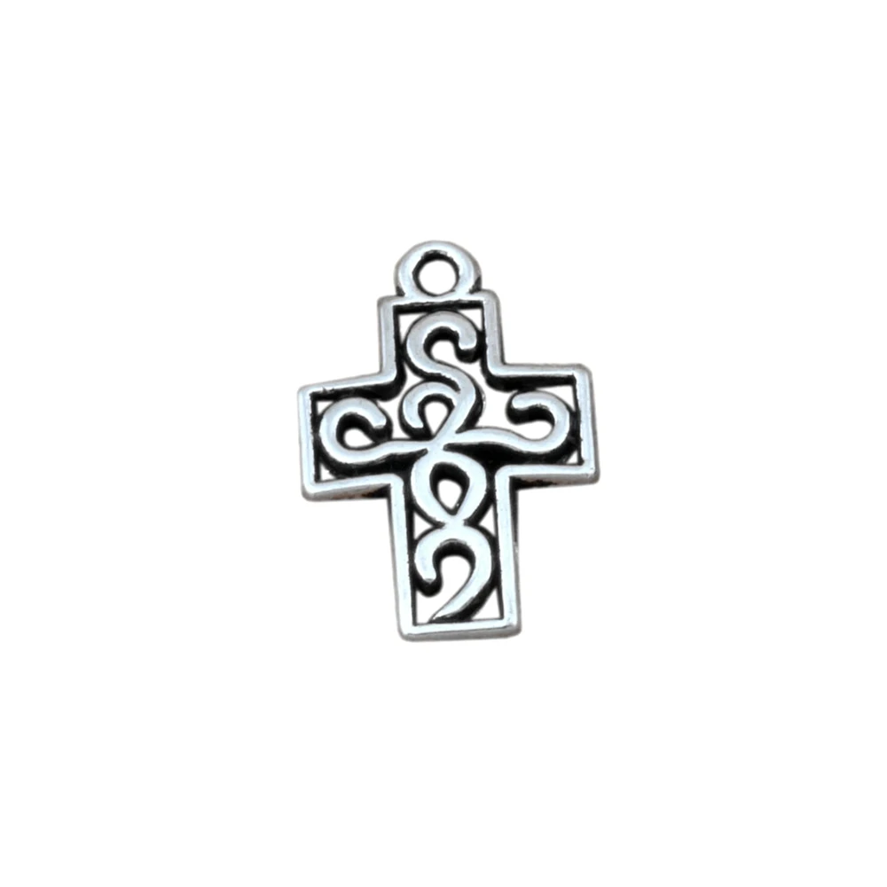 100pcs Filigree Cross Charm Zinc Alloy Religion Pendant Fit Bracelets Necklace Earrings 12.5x18.8mm A-279