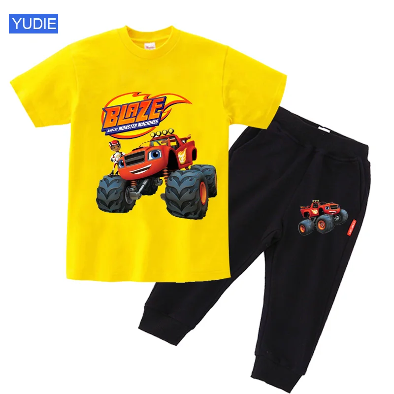 Children\'s Clothing Sets Boys Girls T Shirt Children Summer Cartoon Short Sleeve T-shirt+trousers 2pc Suit Harajuku Anime Tees