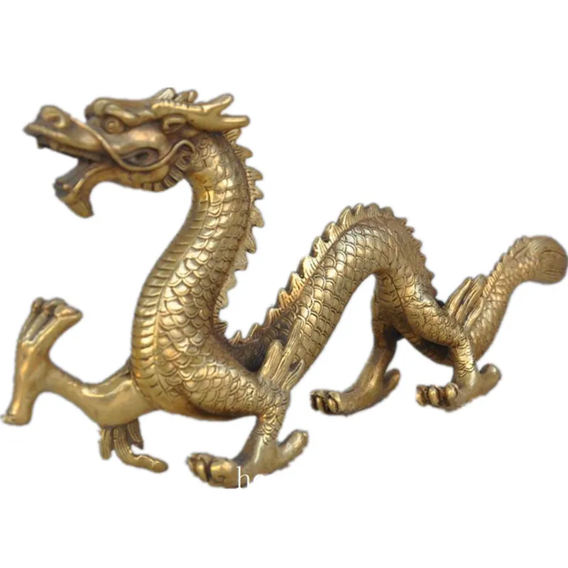 

chinese fengshui copper brass zodiac run dragon beast Success lucky statue decoration metal handicraft