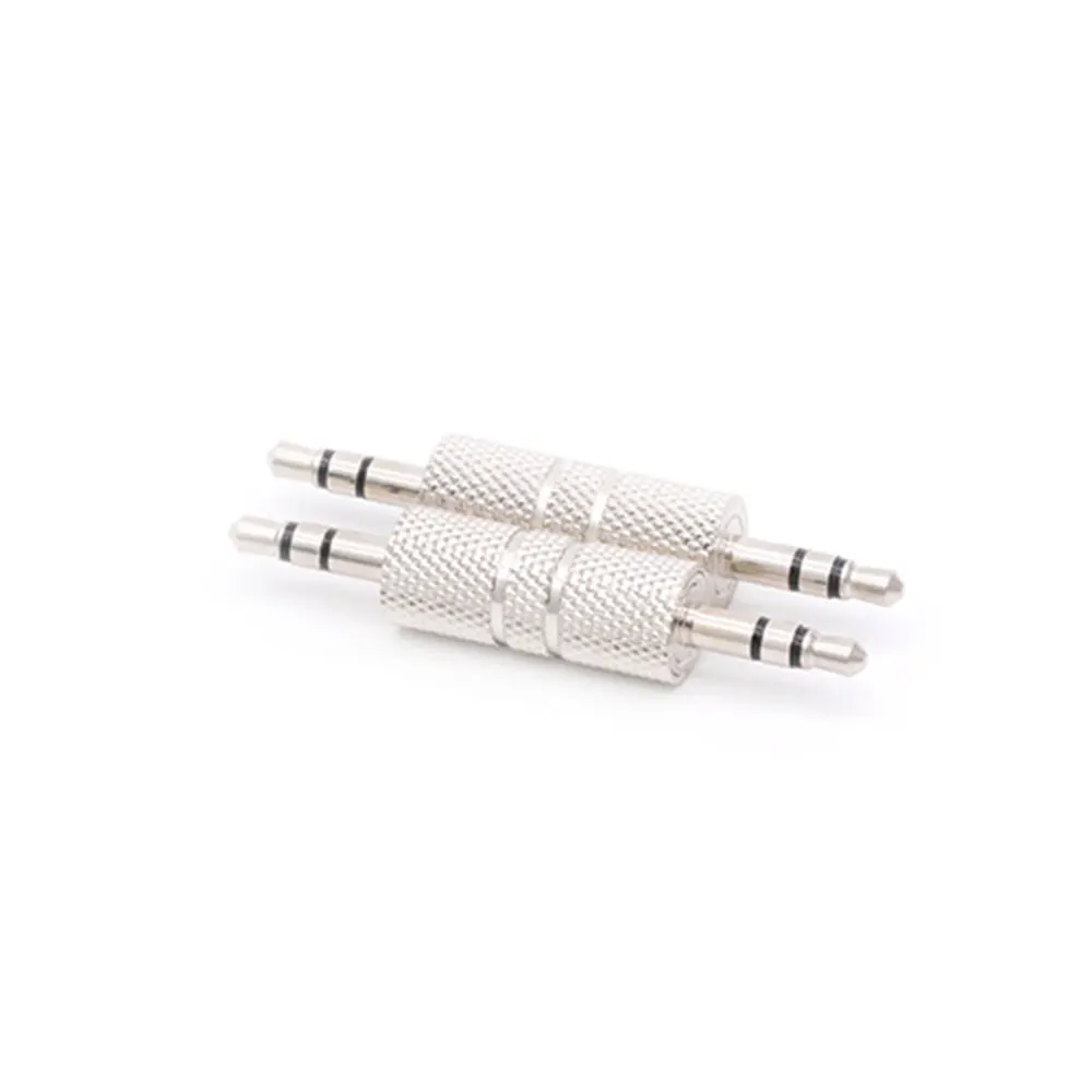 1pc 3.5mm Jack to Jack Straight Adapter Real Audio Connector 3Poles Earphone Plug Extanded Wire Connectors Silver Nick Plated