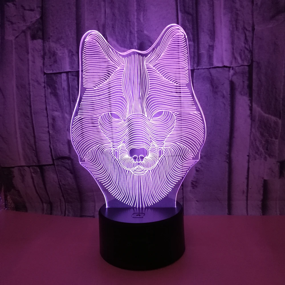 Animal Wolf 3D LED Nightlights Colorful Wolf Design Table Lamp teen wolf Illusion Battery operated Lights Bedroom Modern Decor