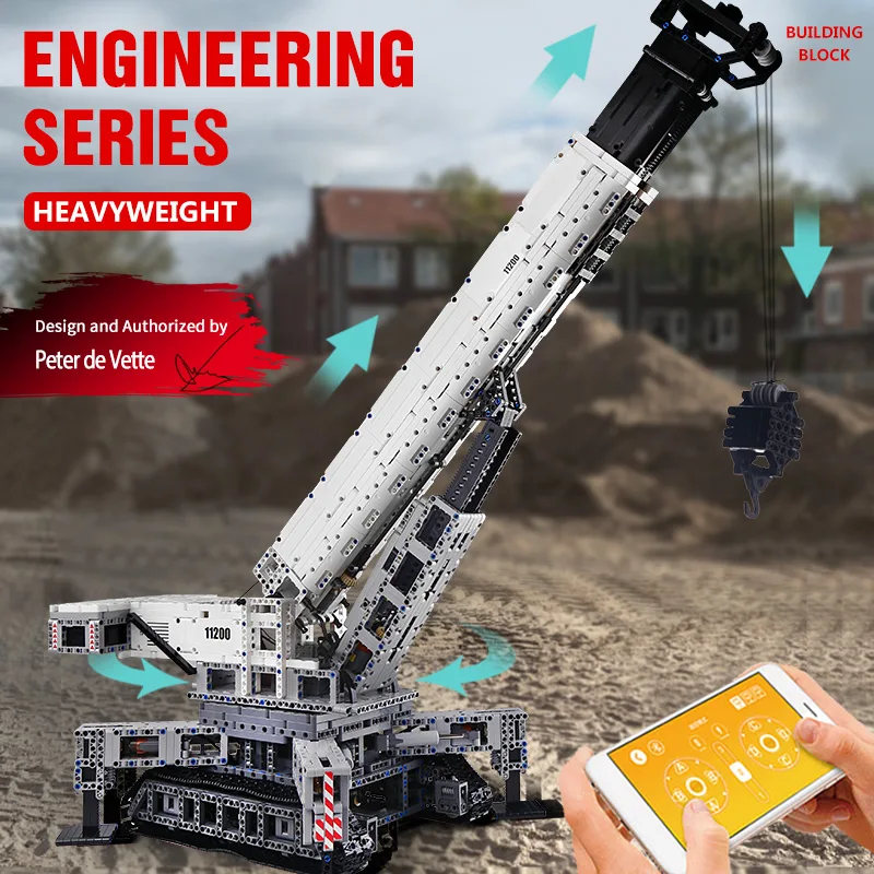 Mold KING 17002การวิเคราะห์ชุด MOC-10123รีโมทแอปรถบรรทุก LTM Excavator Crane รุ่นเด็กของเล่นคริสต์มาสของขวัญ