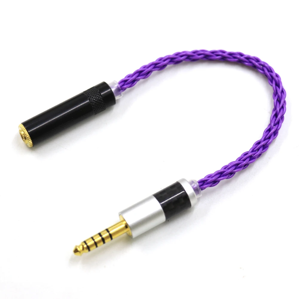 Thouliess Exclusive Silver Plated Audio Cord 4.4 Male to 3.5mm Female Cable Aux Hand-made Balanced Adpter for HIfi MP3 Music Pl