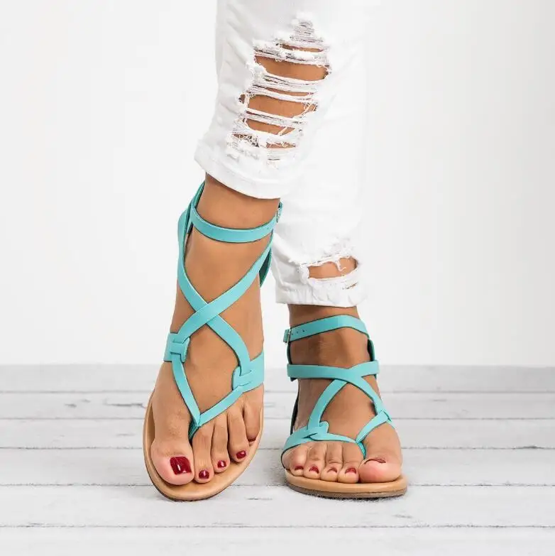 Arrive Women Sandals Gladiator Summer Women Shoes Plus Size 35-43 Flats Sandals Shoes for Women Casual Rome Style Sandalias 458