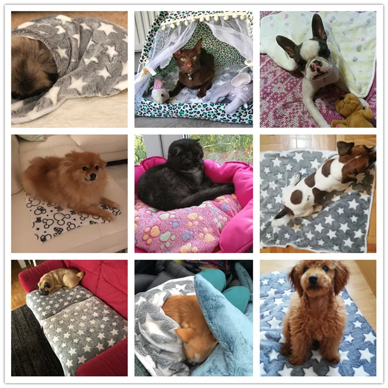 Pet Blanket Dog Bed Mats Soft Flannel Fleece Warm Sleeping Beds Cover Mat For Puppy Cat Supplies Dog Sofa Cushion