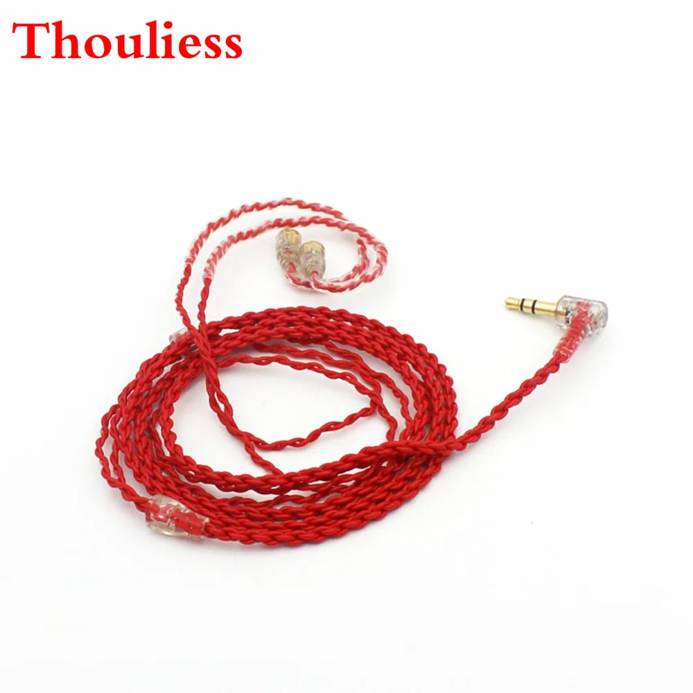 

Thouliess Free Shipping Hand Braid MMCX Earphone Cable For Replace Upgrade SE215 SE425 SE535 SE846 Hifi Red Headphone Wire