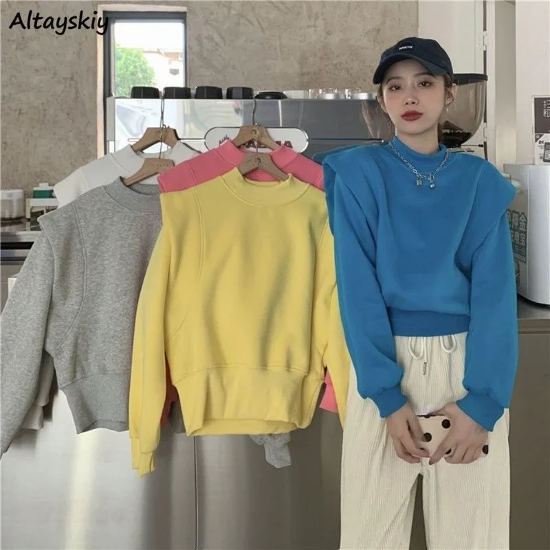 

Sweatshirts Women Candy Colors Fake Two Pieces Clothing Lovely Girls All-match Students Stylish Ins Newly Spring 2021 Pullovers