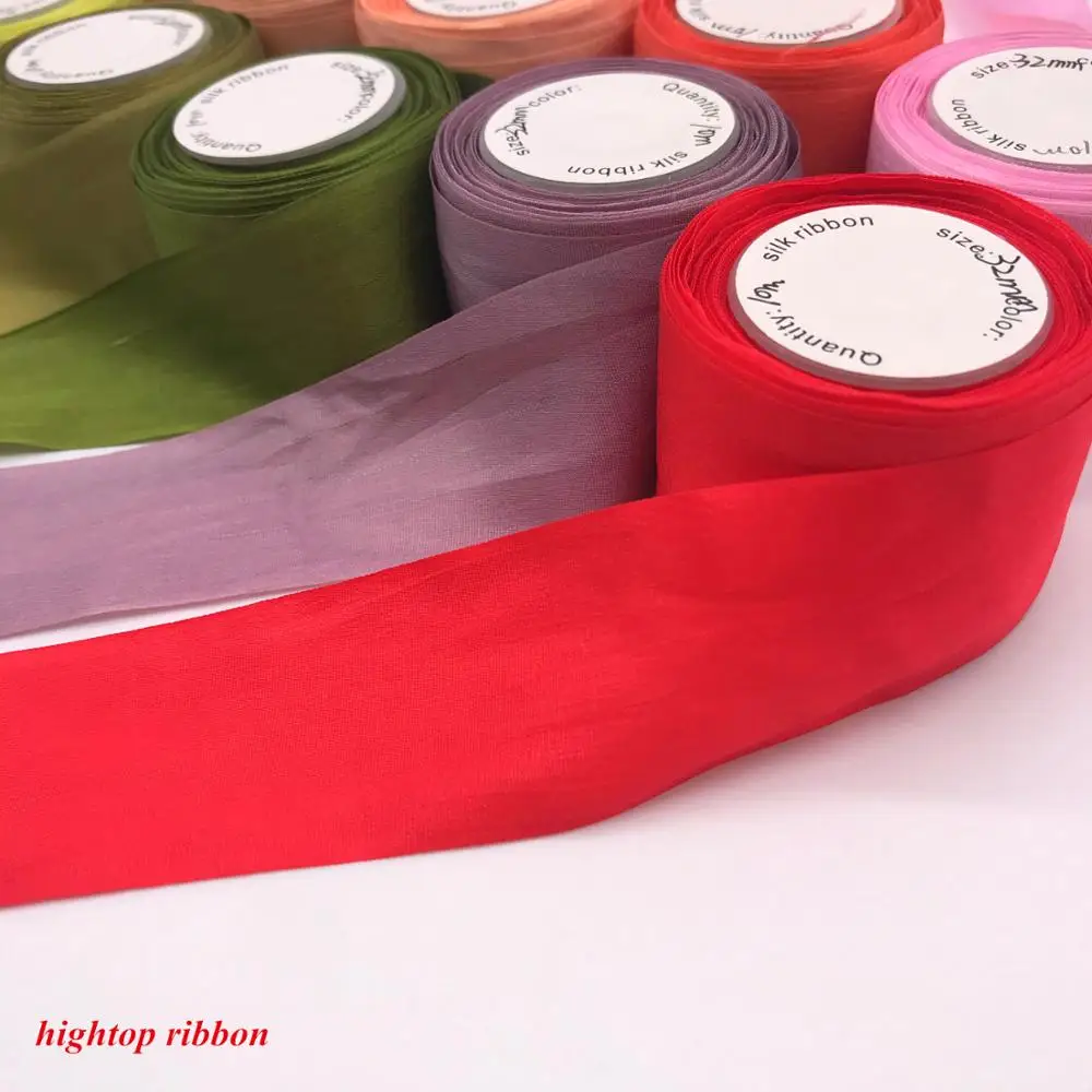 32mm Silk Satin Ribbons mulberry silk ribbon Flower ribbon-Decoration Crafts-Wedding decoration-Gift Christmas Diy Handmade