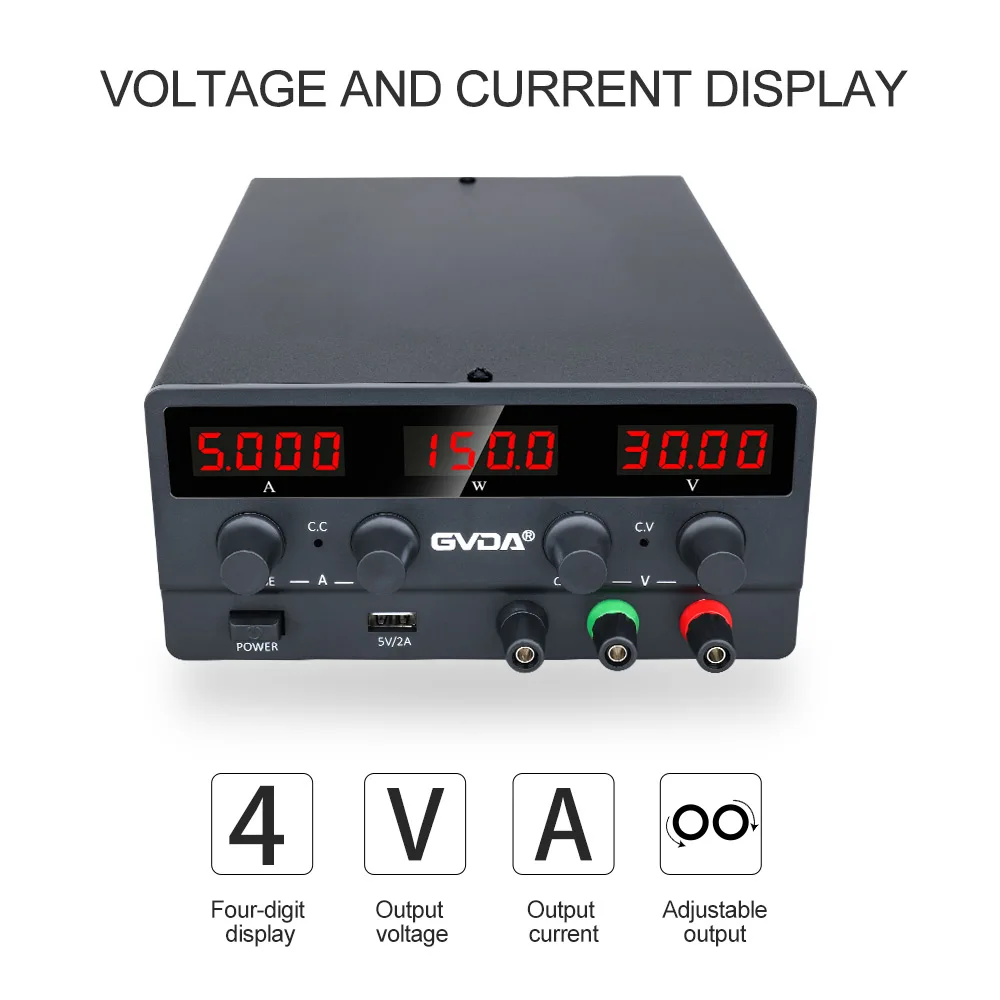 GVDA DC Regulated Laboratory Power Supply Voltage Regulator Switch Stabilized Power Supply Adjustable Lab Bench Power Source