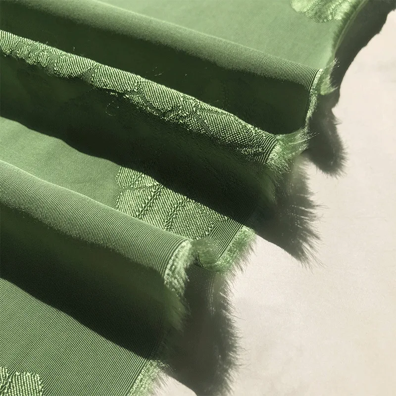 Green Retro Chinese Style Rayon Lotus Jacquard Fabric For Clothing Handmade DIY Material Designer Fabric Decoration image 4