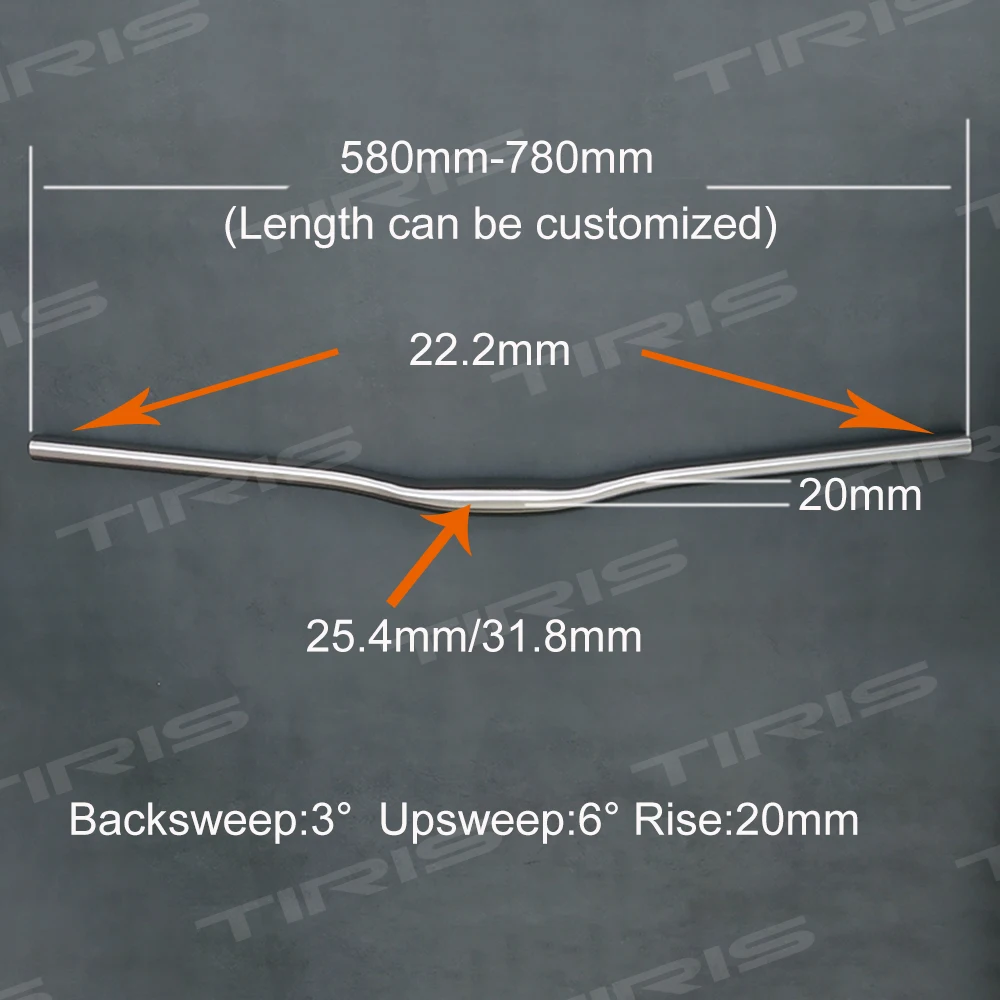 TIRIS Titanium Rise Handlebar For 29 Mtb Bike Accessories Gravel 700C Bicycle 25.4/31.8mm 580-780mm GR9Ti Custom