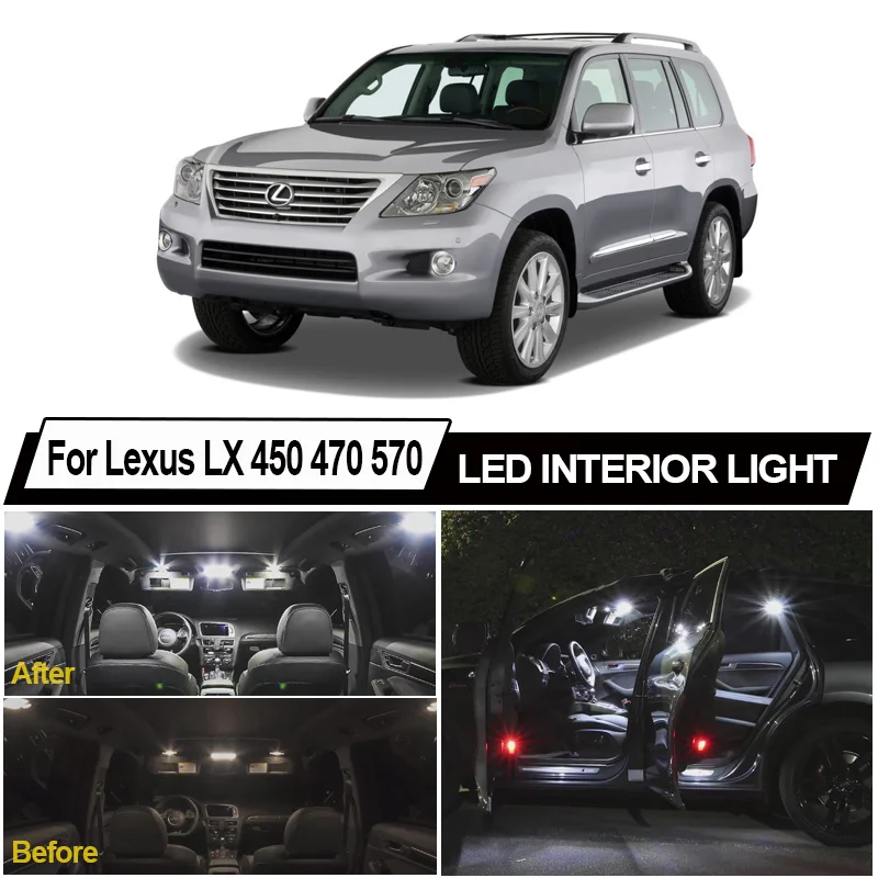 Canbus Car LED Interior Dome Map Light License Plate Lamp Kit For Lexus LX 450 470 570 LX450 LX470 LX570 1996-2020 Vehicle