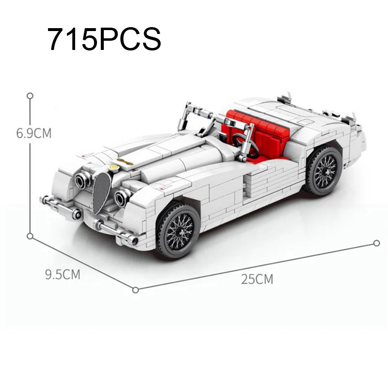 Technical Classic Sport Car Building Block Jaguars Xk120 Bricks Roadster Model Pull Back Vehicle Toys Collection For Boys Gift