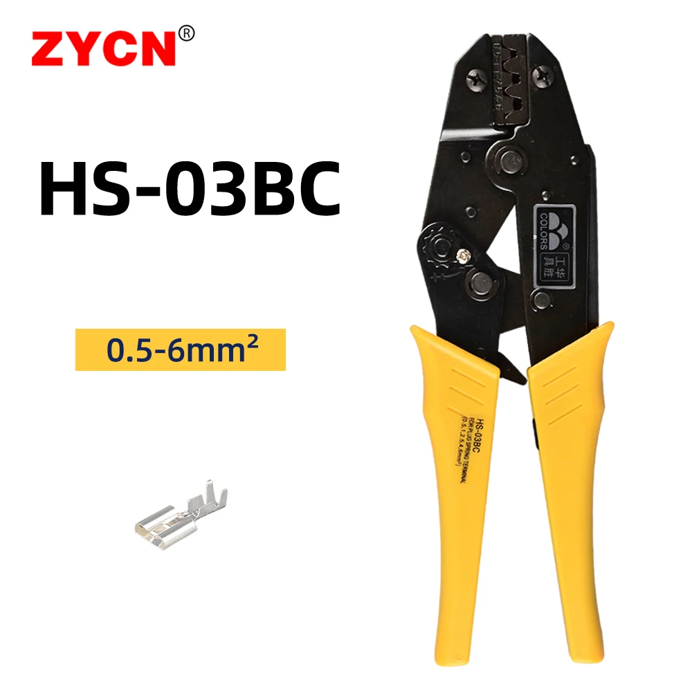 

COLORS Brand HS-03BC Ratcheting Crimping Pliers Non-Insulated Tabs Electrical Terminals Ferrules 26TW 0.5-6MM² Carbon Steel