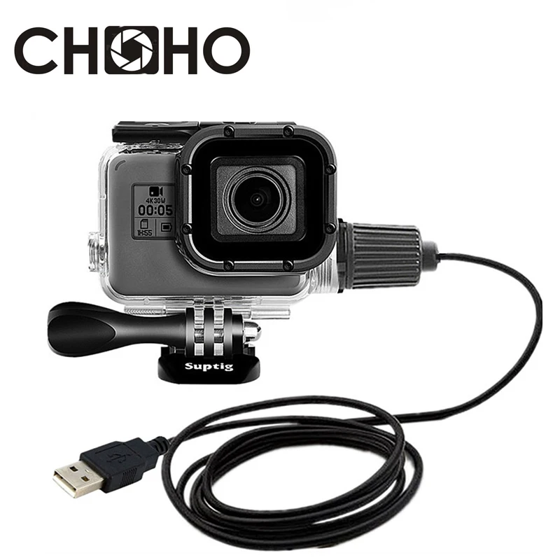 Wodoodporna obudowa do nurkowania 30M kabel do ładowania motocykla Protect Shell do Gopro Hero 5 6 7 Black New go pro Akcesoria