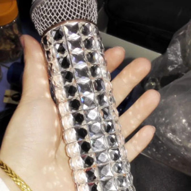 Microphone Handheld Cover Shiny Case Bling Crystal Mic Accessories Flash Skin Sleeve