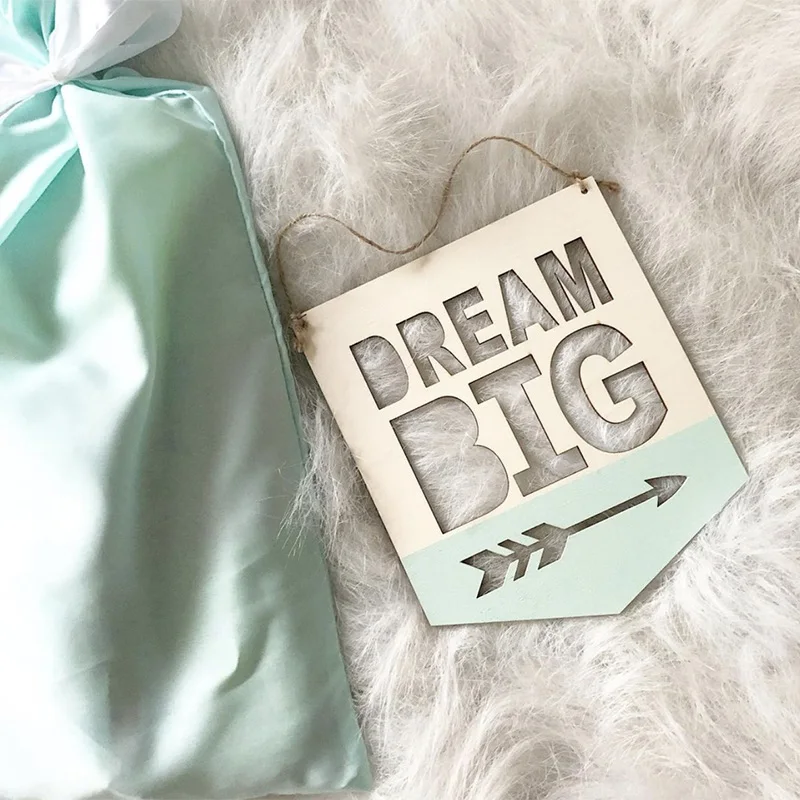Kids Room Wooden Signs Decorative Wall Plaques Positive Slogan Banner Children Bedroom Decorations I Love U To The Moon And Back