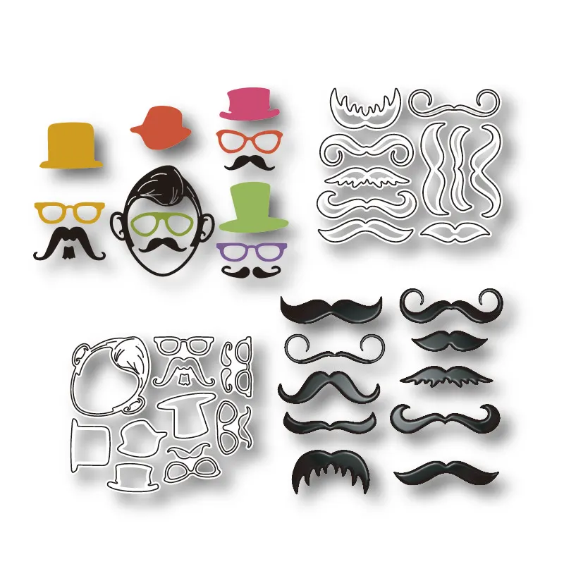 Men's beard hat eyes new die dies 2021metal stamp scrapbook photo album cdecoration diy card craft punching