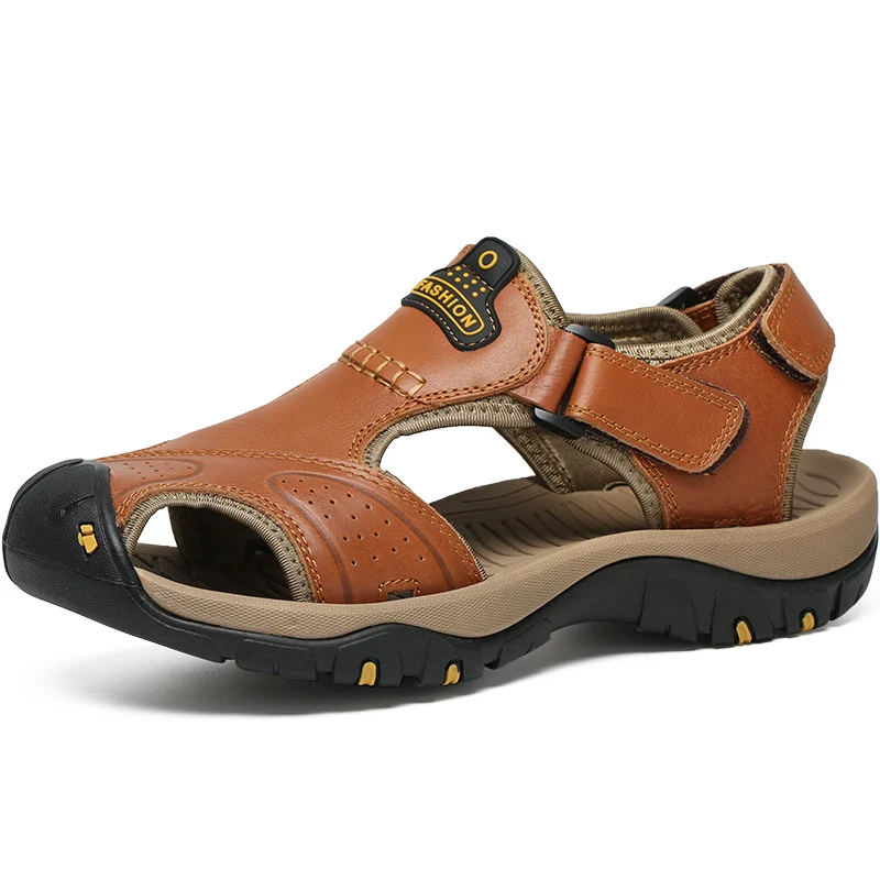 

Genuine Leather Men Outdoor Casual Sandals Summer Trekking Beach Sandal Man Sandles Mens Sandalias Hombre Plus Size Dropshipping