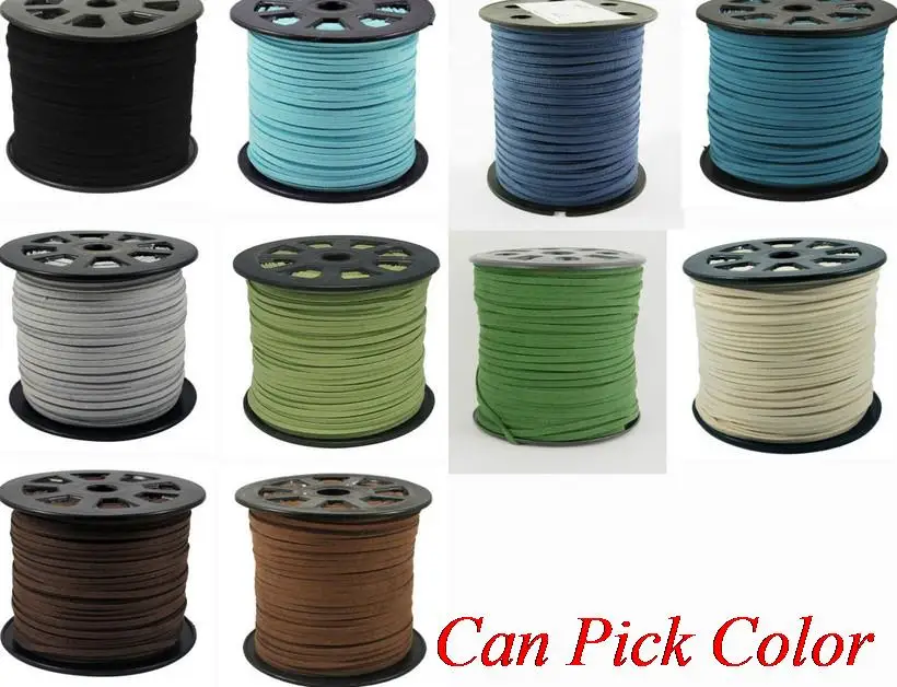 

t2324s 3mm x1 5mm 100 meter black brown Faux Flat Suede velvet Lace Leather Cord Jewelry DIY Rope