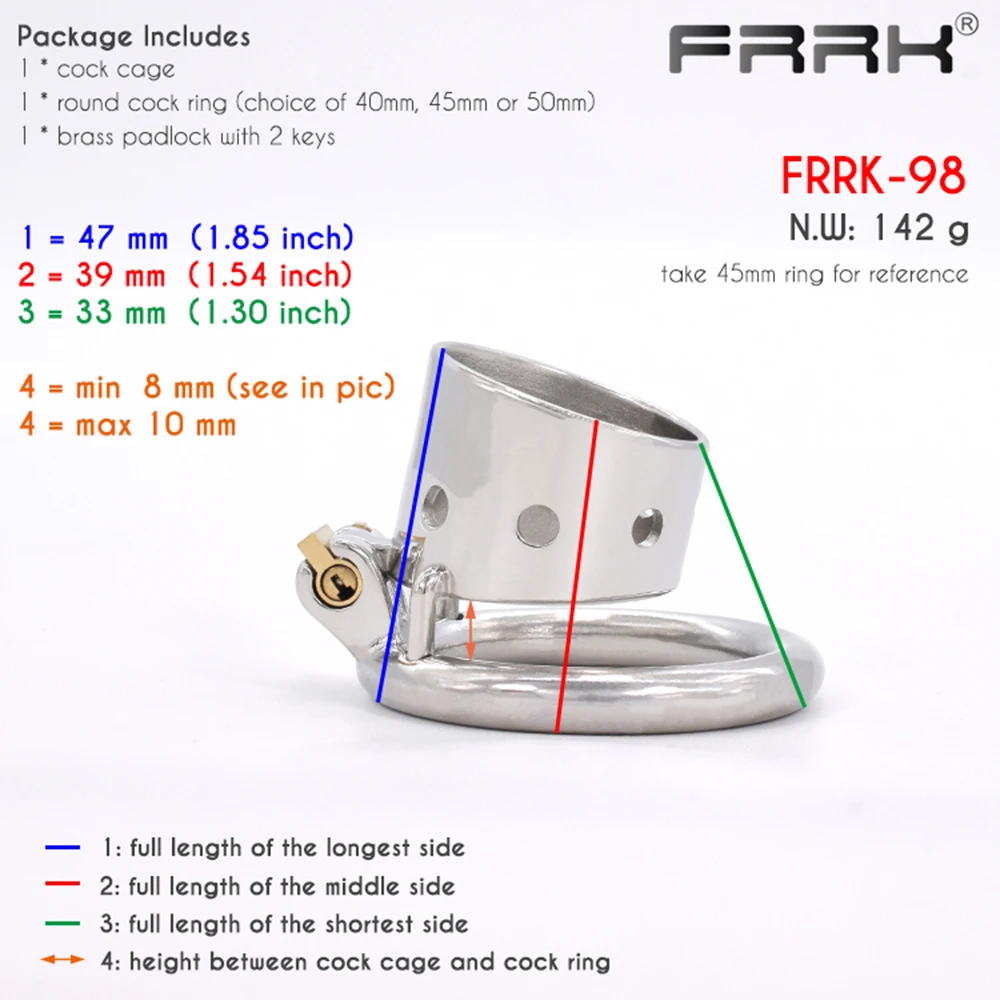 FRRK Small Penis Rings Stainless Steel Male Chastity Cage Sexual Wellness Bondage Cock Belt Lock Devices BDSM Sex Toys for Men