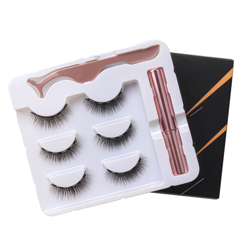 3D Magnetic Eyelashes Mink False Lashes Make Up Eyeliner Waterproof Liquid Tweezers Set Lasting Handmade Eyelash Makeup Tools