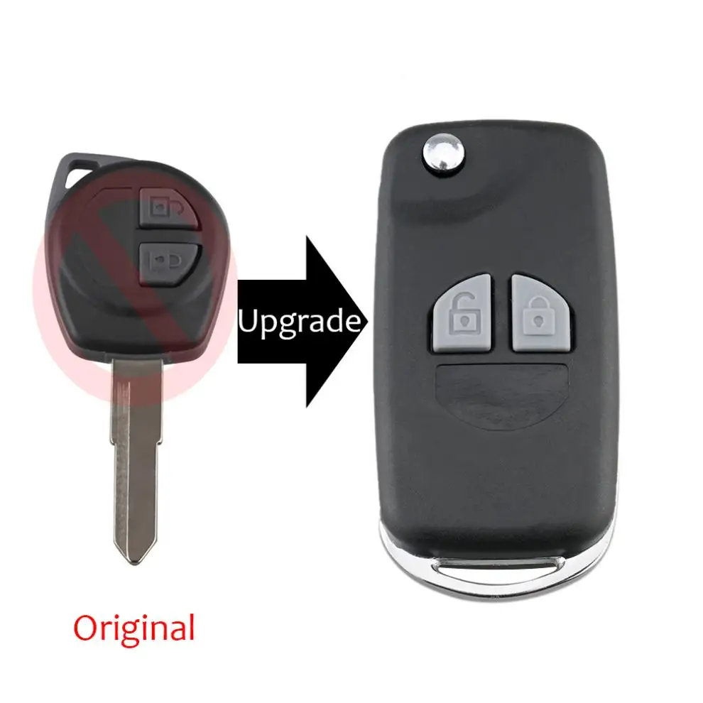 2 Buttons Modified Folding Remote Car Key Shell Case with HU87 Blade and Button Pad Fit for Suzuki SX4