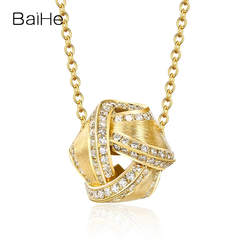 

BAIHE Solid 18K Yellow Gold H/SI Natural Diamond Necklace Women Clavicle Chain Everyday Trendy Fine Jewelry Collar de diamantes