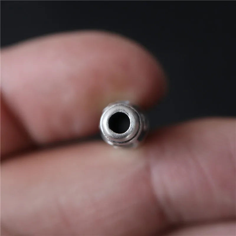 100% 925 Silver 9 eyes DZI Beads Thai Silver Lucky Symbol Tibetan DZI Beads Sterling Good Luck Beads DIY Jewelry Findings Bead