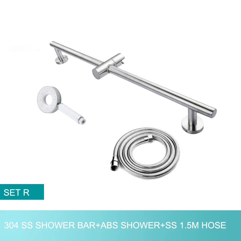 Bathroom Shower Bar Column Sliding Set Movable Adjustable Wall Mounted with Bracket Holder Hand Shower Set