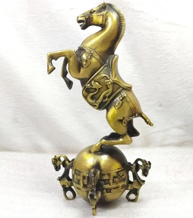 China brass horse Treads qiankun crafts statue