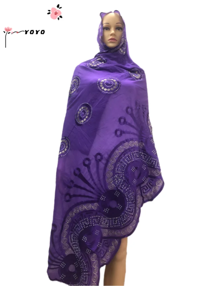 Sciarpa floreale africana da donna in morbido cotone Dubai sciarpa isalmica ricamo Hijab musulmano per scialli avvolgenti195 * 100cm HB016