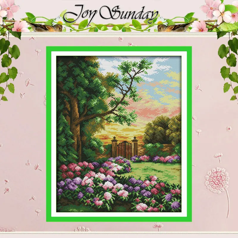 The Garden Comer (3) Patterns Counted Cross Stitch Set DIY 11CT 14CT 16CT Stamped DMC Cross-stitch Kit Embroidery Needlework